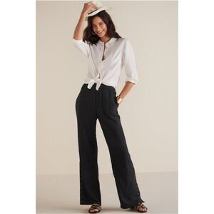 Soft Surroundings Oceo Gauze Wide-Leg Pants - Color Black Size Large Tall NWT